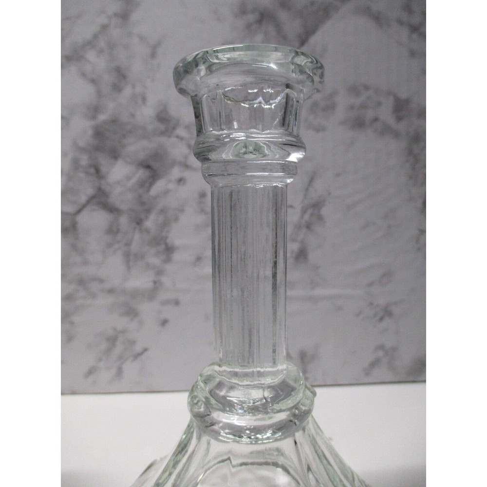 (2) Vintage Clear Glass Candleholders H 6"/15.24cm Taper Home Interiors Art Deco - Picture 2 of 6